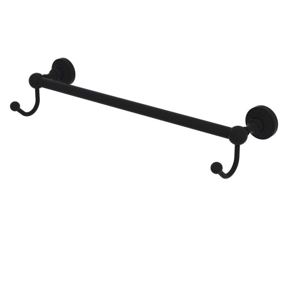 NIB Allied Brass Dottingham Collection Towel Bar Integrated Hooks Black 30 inch